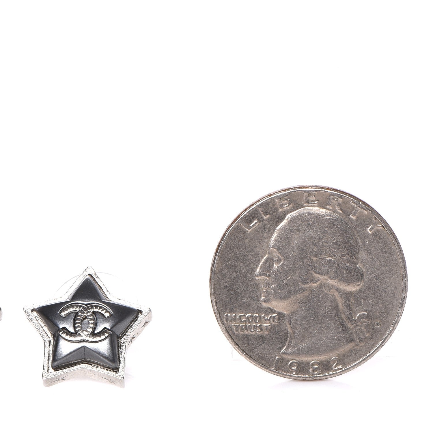 Chanel Resin Metal CC Star Earrings Silver 2 of 5