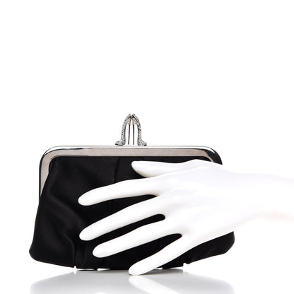 Christian Louboutin Satin Crystal Loubi Lula Frame Pouch Black 2 of 12