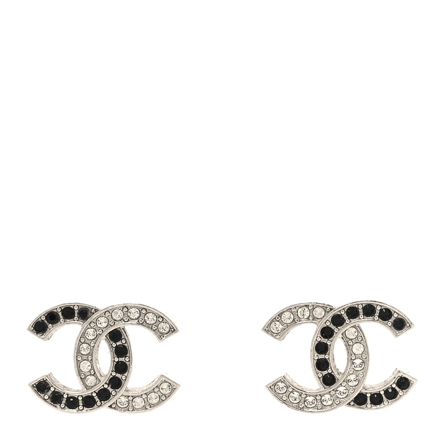 Crystal CC Earrings Silver Black