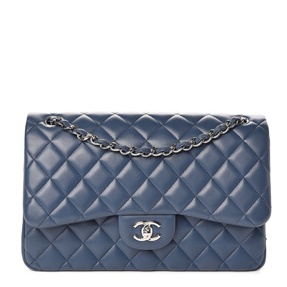 Chanel Lambskin Quilted Jumbo Double Flap Light Blue 1 of 12