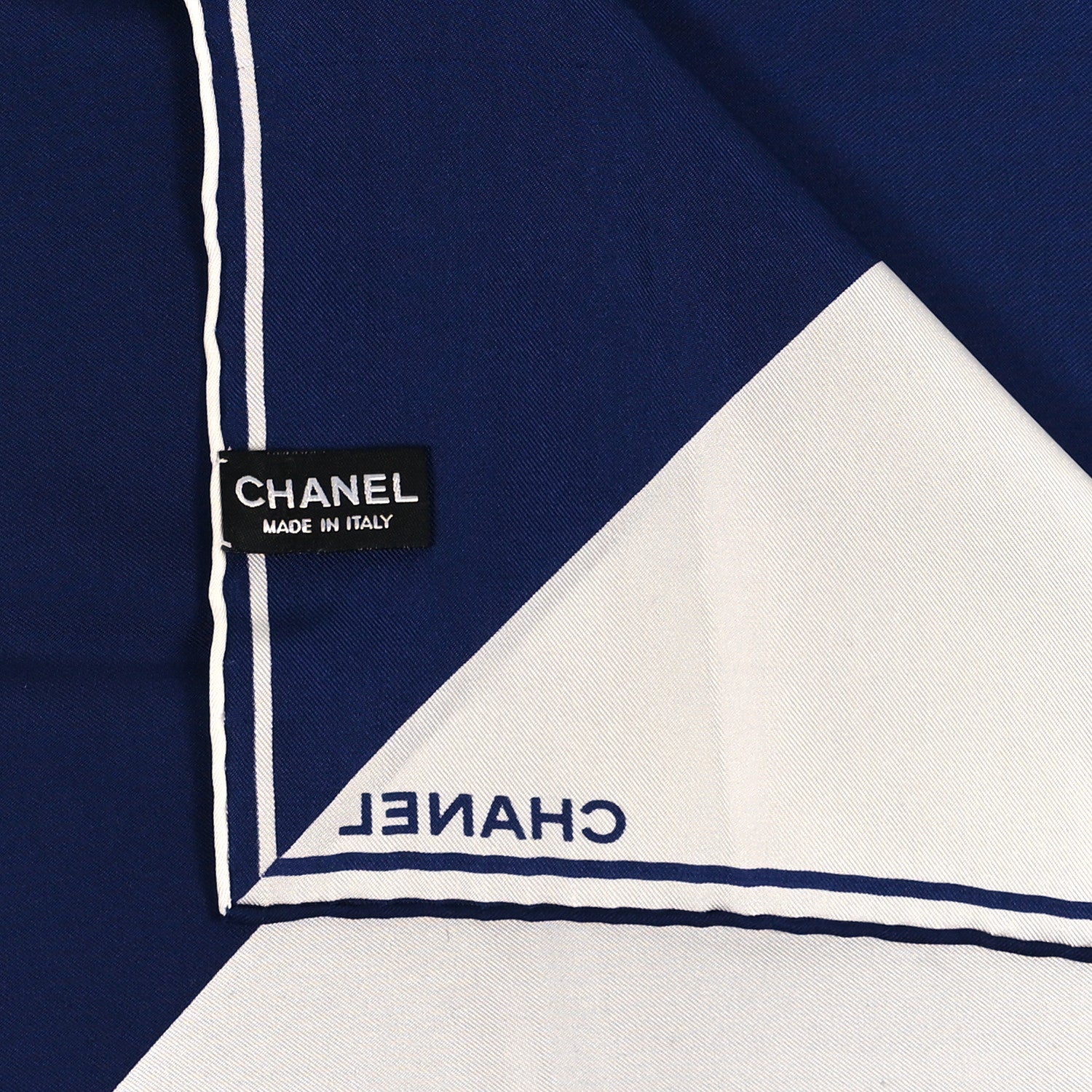 Chanel Silk Striped CC Pocket Square Blue White 3 of 3