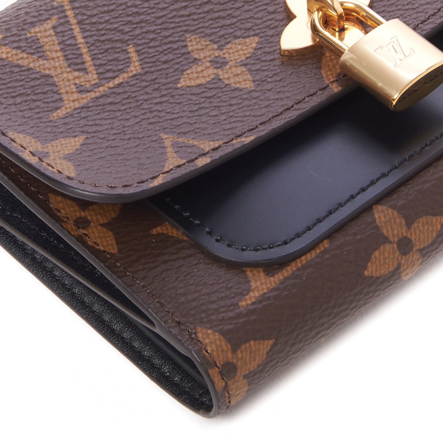 Monogram Flower Lock Compact Wallet