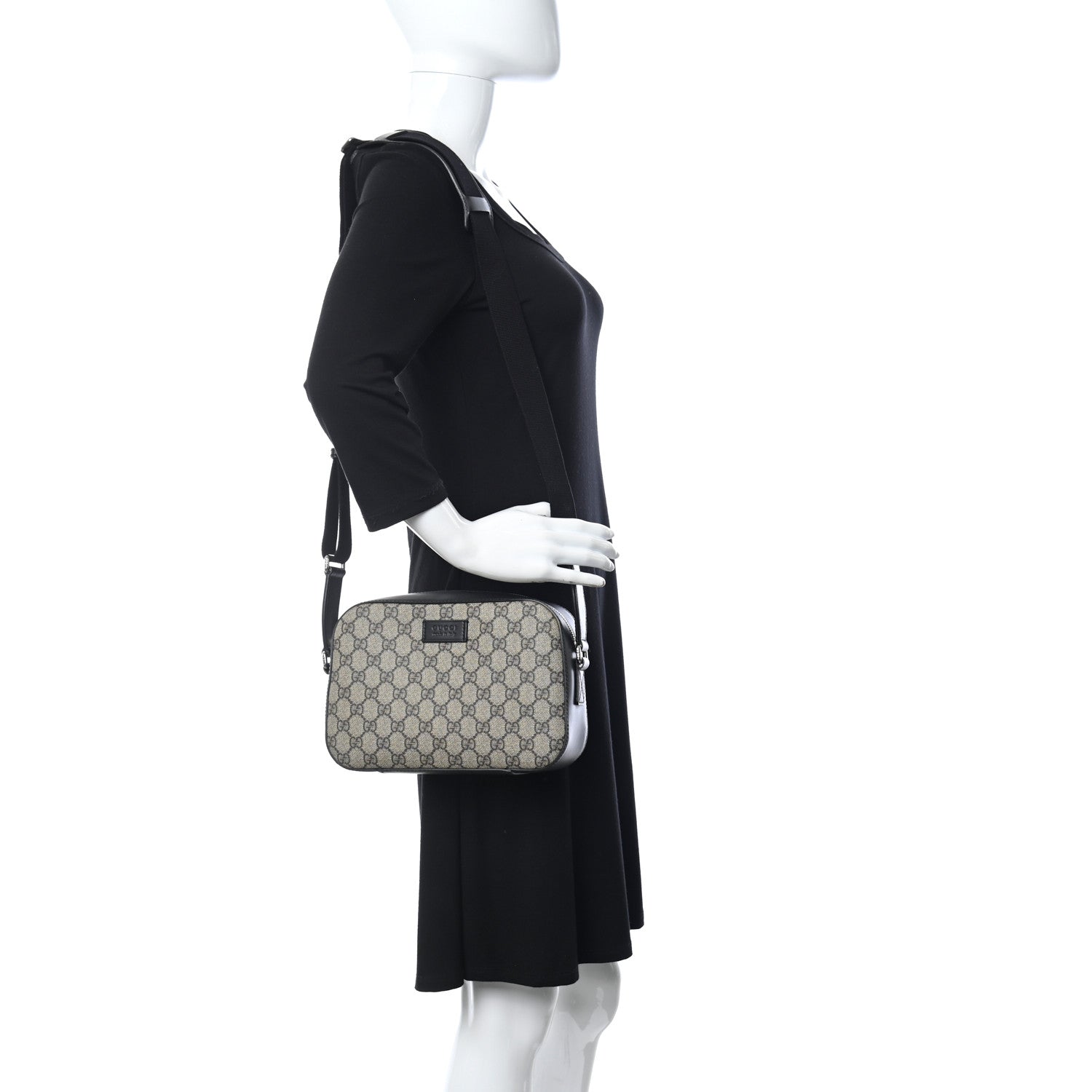 Gucci GG Supreme Monogram Camera Bag Beige Black 2 of 11