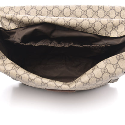 Gucci GG Supreme Monogram Selleria Calfskin Messenger Diaper Bag Beige Ebony Cocoa Dark Chocolate 6 of 13