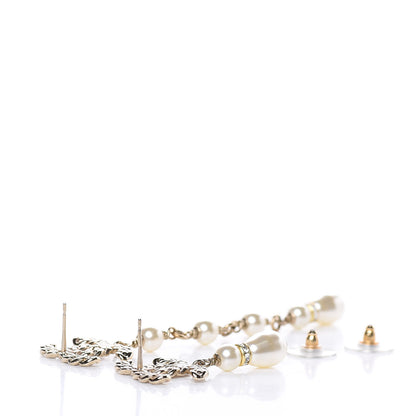 Chanel Crystal Pearl Pearls Coronation Uneven Earrings Gold 4 of 5