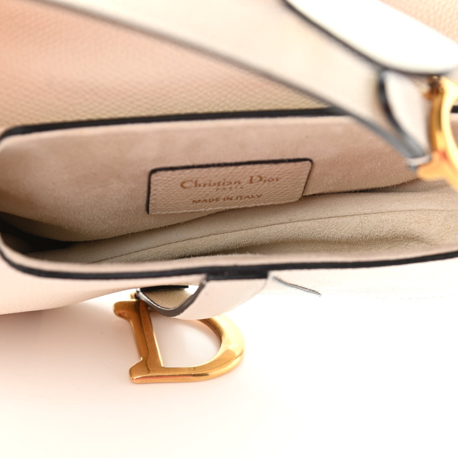 Christian Dior Grained Calfskin Mini Saddle Bag White 7 of 9