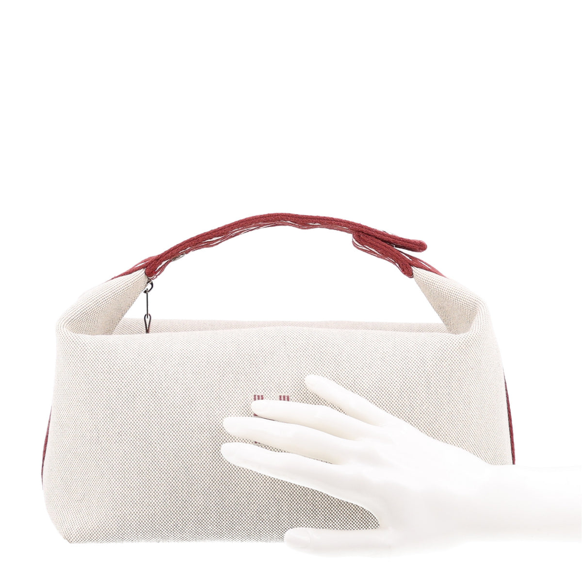 Hermes Canvas Large Bride-A-Brac Pouch Natural Rouge H 2 of 9