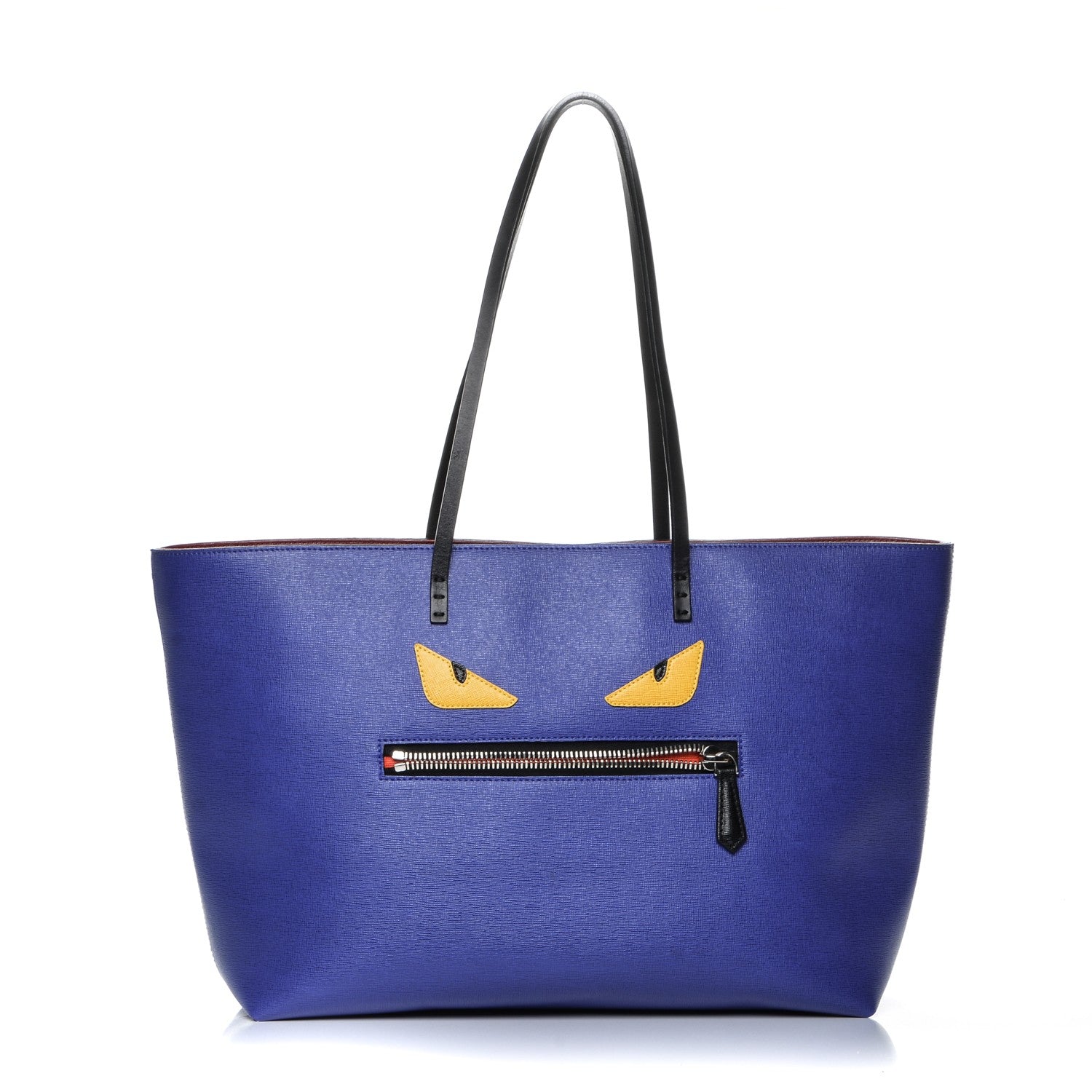 Fendi Vitello Elite Cuoio Monster Buggies Medium Roll Tote Blue Neon Black Multicolor Rosso Scuro 1 of 6