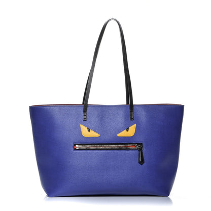 Fendi Vitello Elite Cuoio Monster Buggies Medium Roll Tote Blue Neon Black Multicolor Rosso Scuro 1 of 6