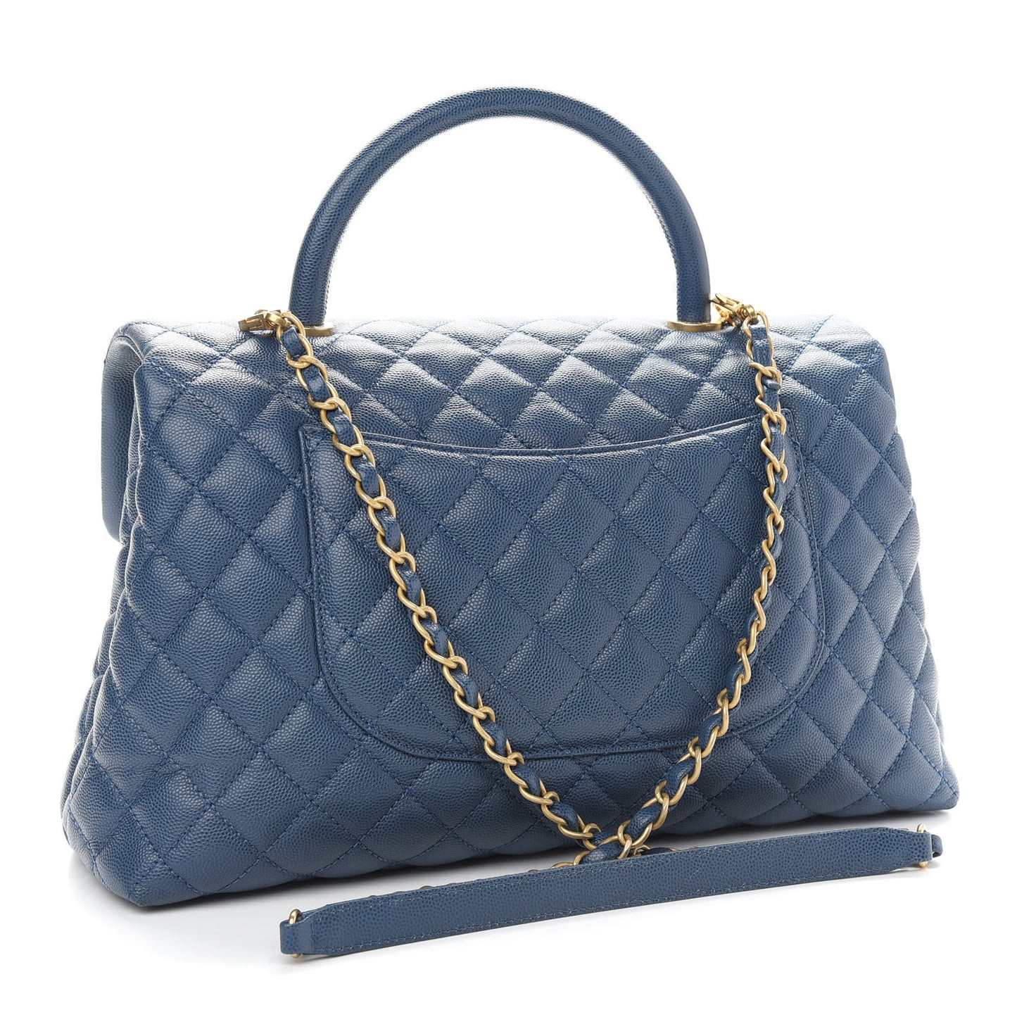Caviar Quilted Medium Coco Handle Flap Blue