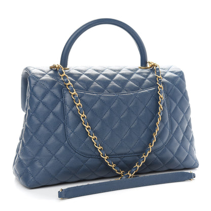 Chanel Caviar Quilted Medium Coco Handle Flap Blue 3 of 9