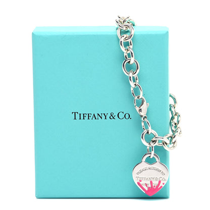 Tiffany Sterling Silver Enamel Return to Tiffany Color Splash Heart Tag Bracelet Pink 5 of 5