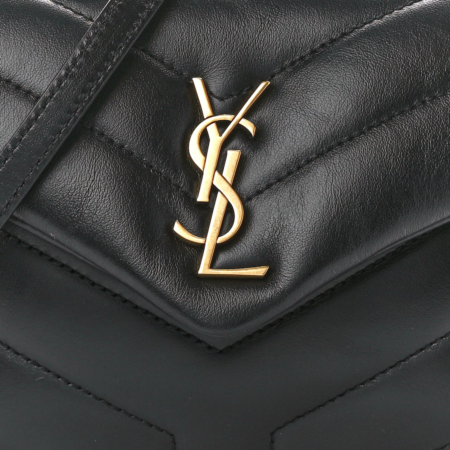 Calfskin Y Quilted Monogram Toy Loulou Crossbody Bag Black