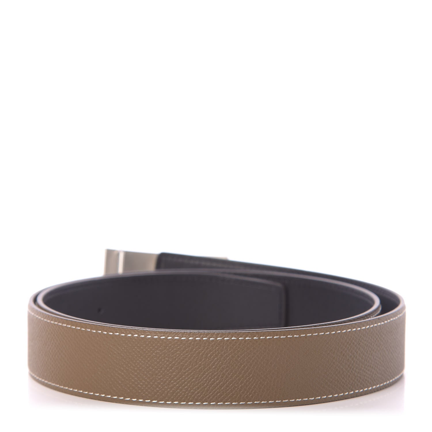 Hermes Swift Epsom 32mm Collier De Chien Belt 90 Black Etoupe 2 of 6