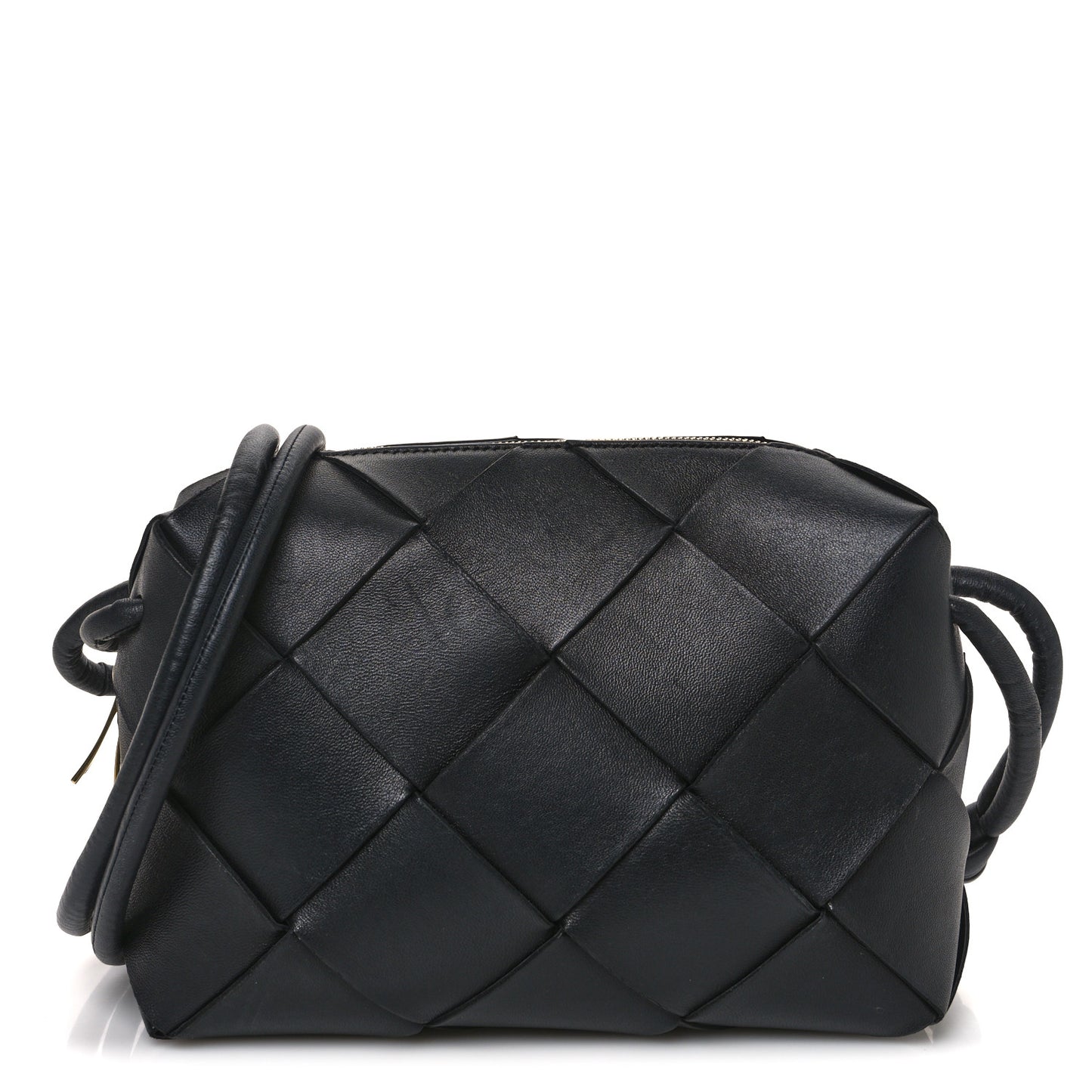 Lambskin Maxi Intrecciato Small Cassette Camera Bag Black