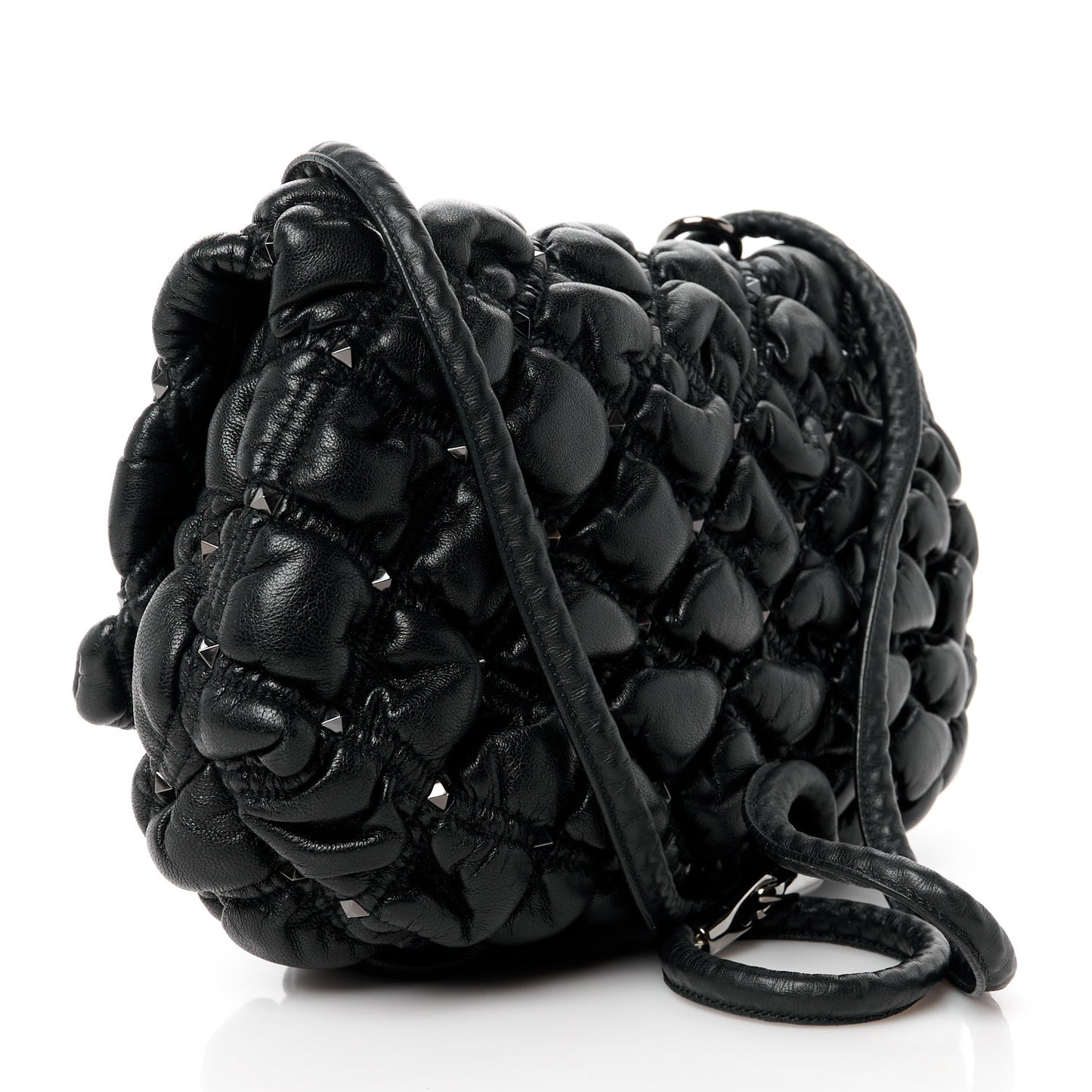 Nappa Medium Spikeme Shoulder Bag Black