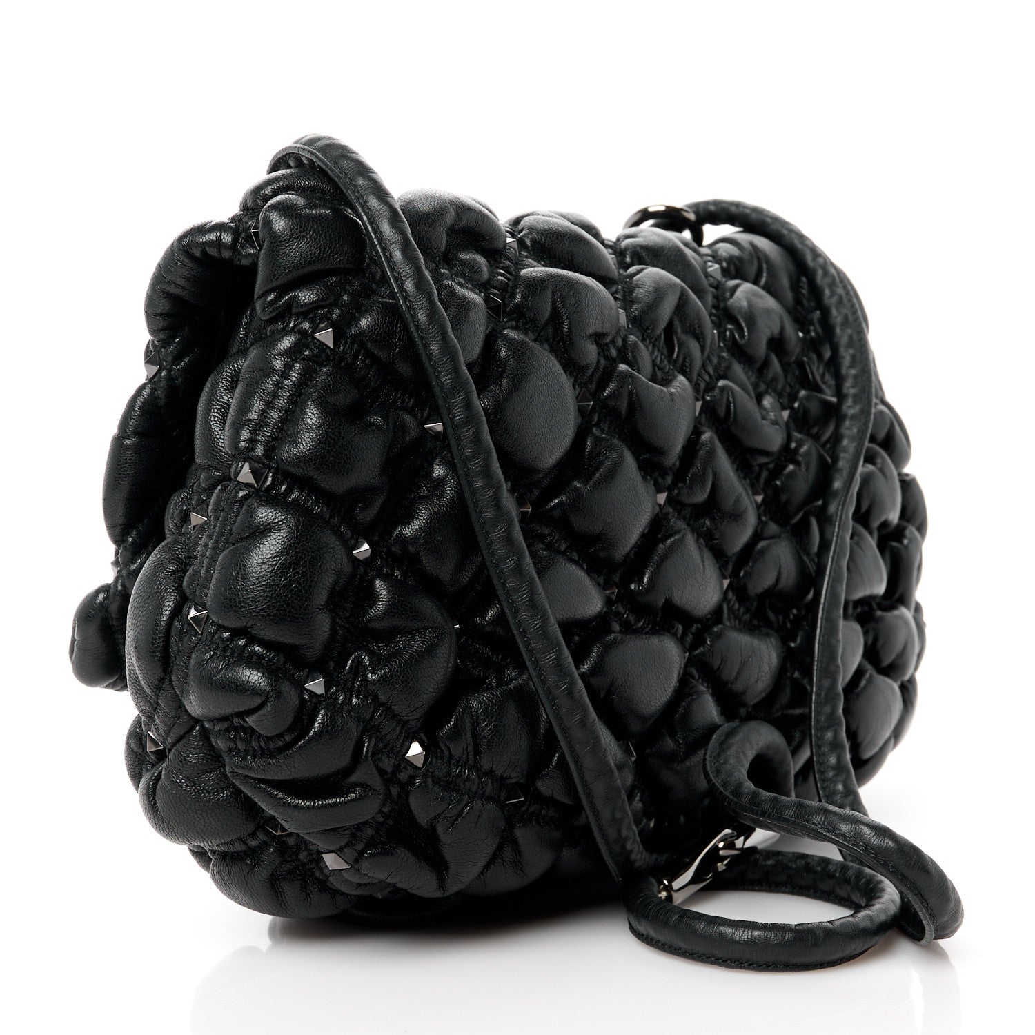 Valentino Garavani Nappa Medium Spikeme Shoulder Bag Black 3 of 11