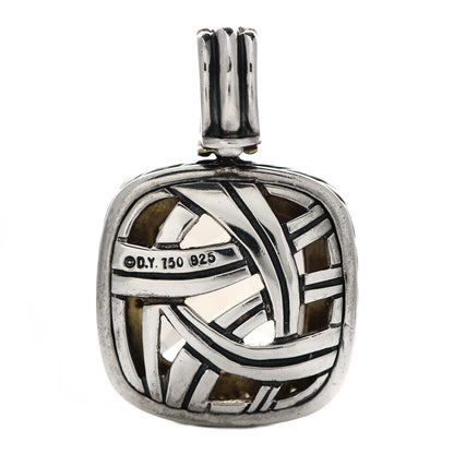David Yurman Sterling Silver 18K Yellow Gold Diamond Citrine 14mm Albion Enhancer Pendant 3 of 4