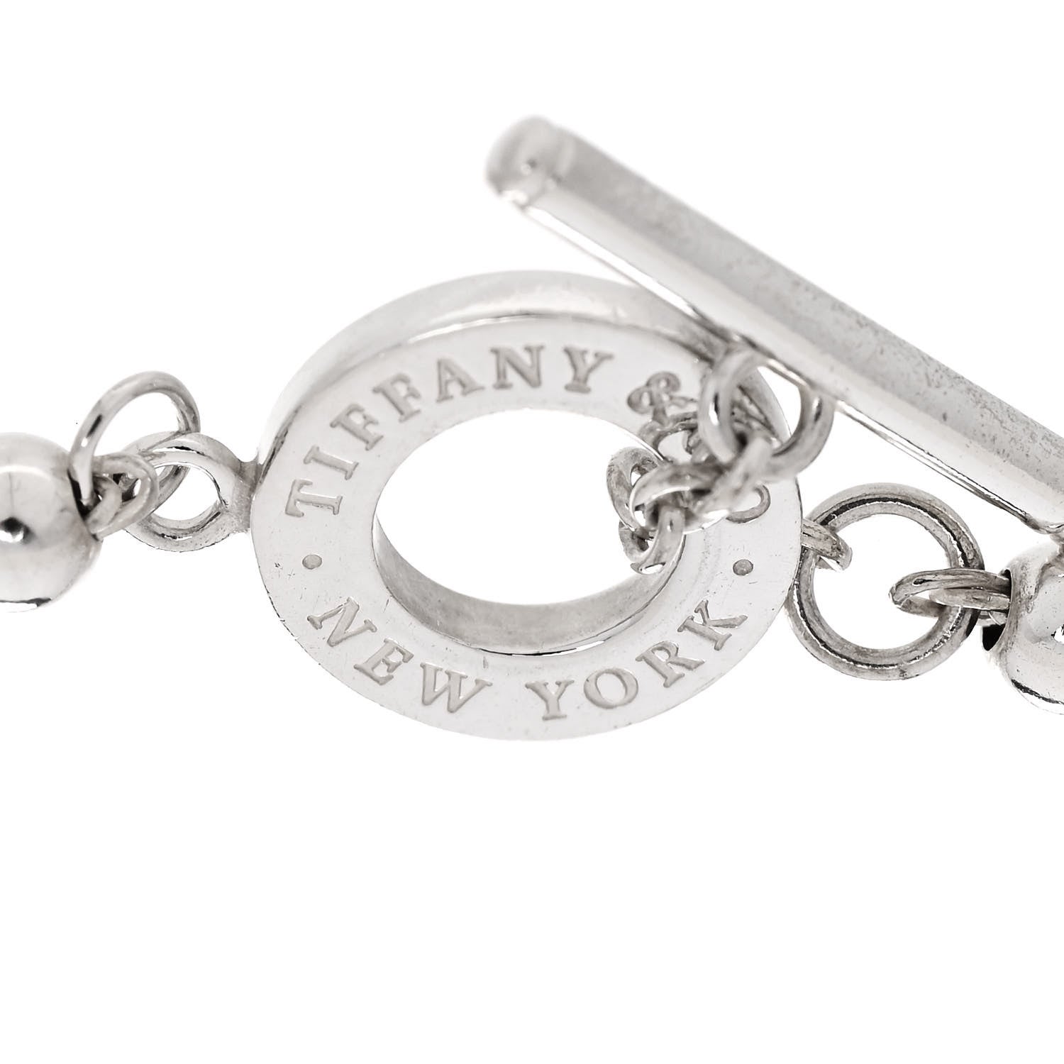 Tiffany Sterling Silver 4mm Beads Toggle Bracelet 3 of 4