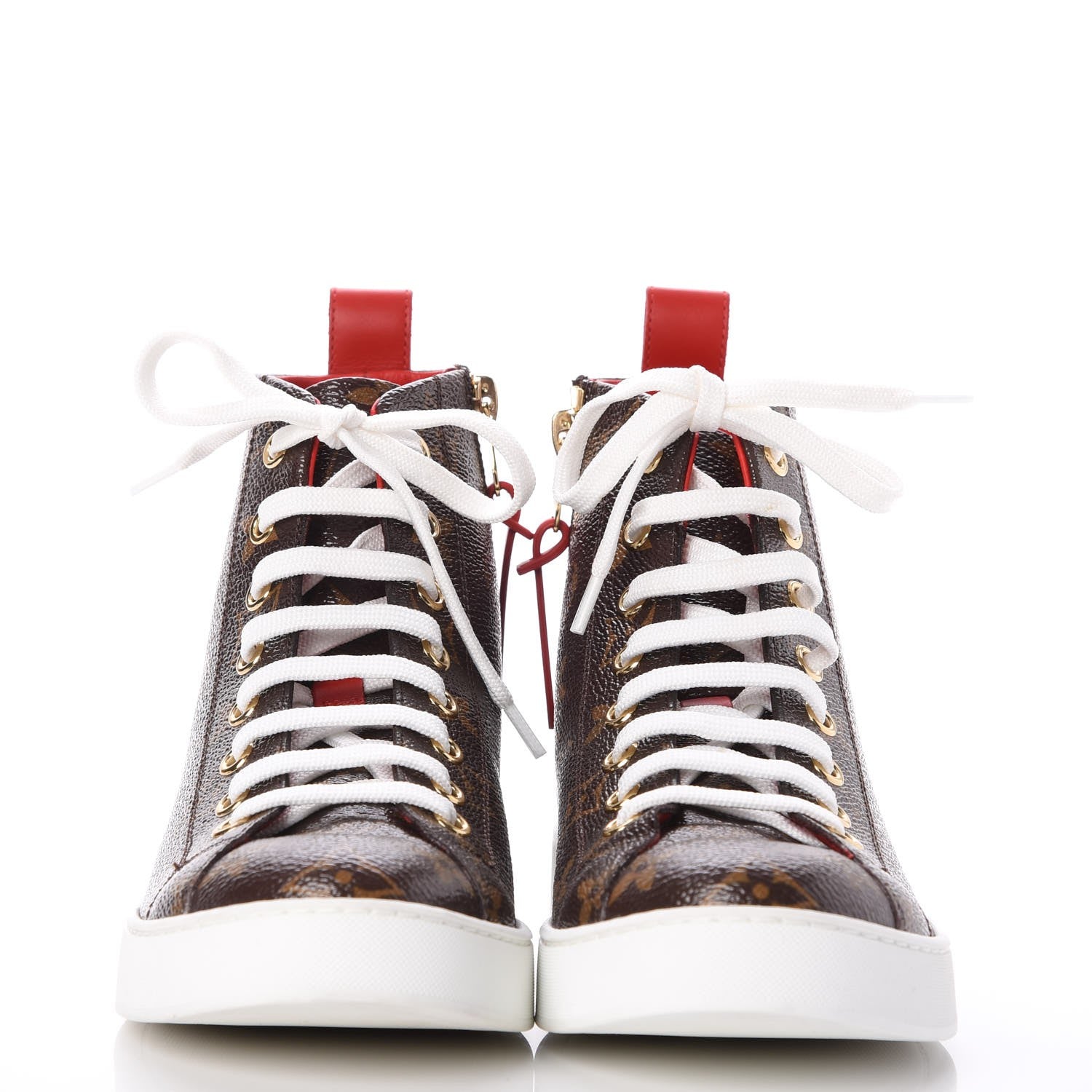 Louis Vuitton Calfskin Patent Monogram Stellar Sneaker Boots 35.5 Rouge 2 of 12