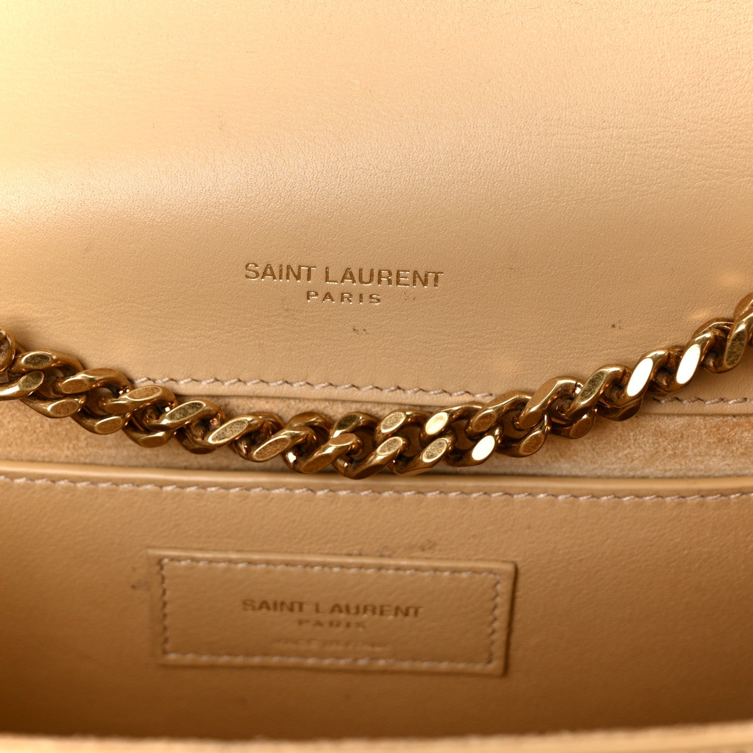 Saint Laurent Metallic Calfskin Small Classic Monogram Kate Tassel Satchel Gold 5 of 11