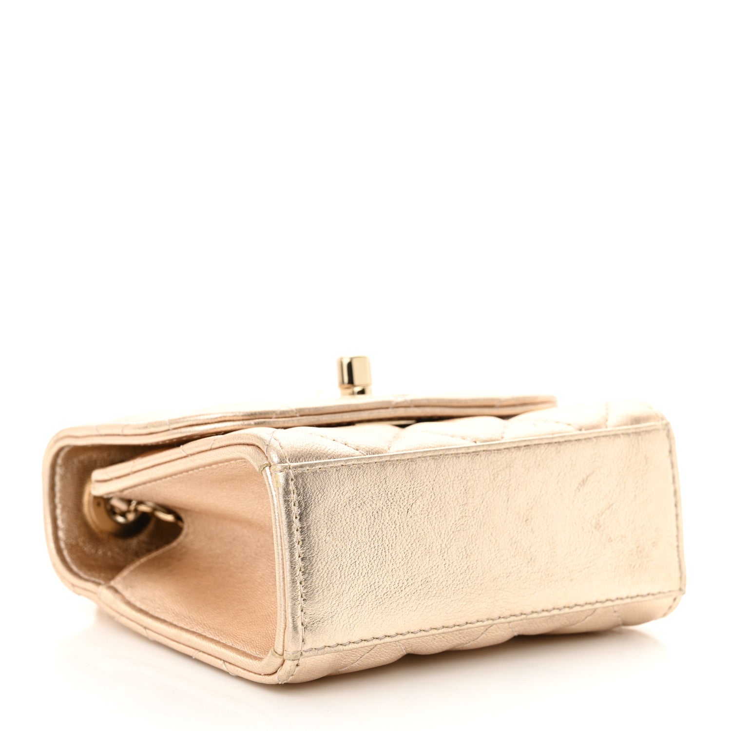 Chanel Metallic Lambskin Quilted Mini Trendy CC Clutch With Chain Gold 4 of 12