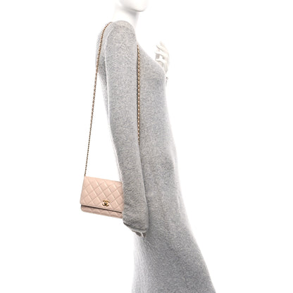 Chanel Lambskin Quilted CC Pearl Crush Wallet on Chain WOC Light Pink 2 of 15