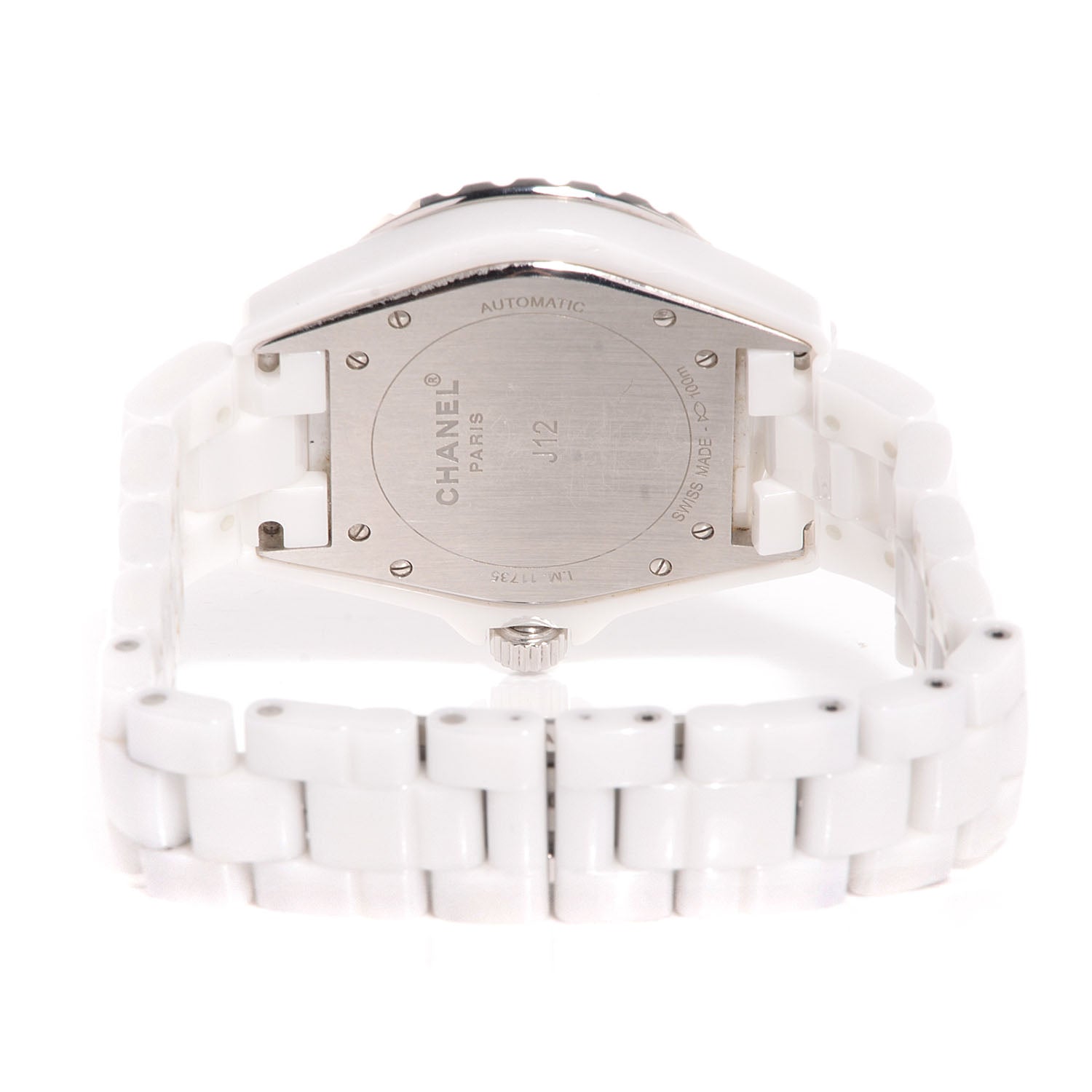 Chanel Stainless Steel Ceramic Diamond Pink Sapphire 42mm J12 Automatic Watch White 6 of 7