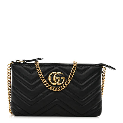 Gucci Calfskin Matelasse Mini GG Marmont Chain Bag Black 1 of 11