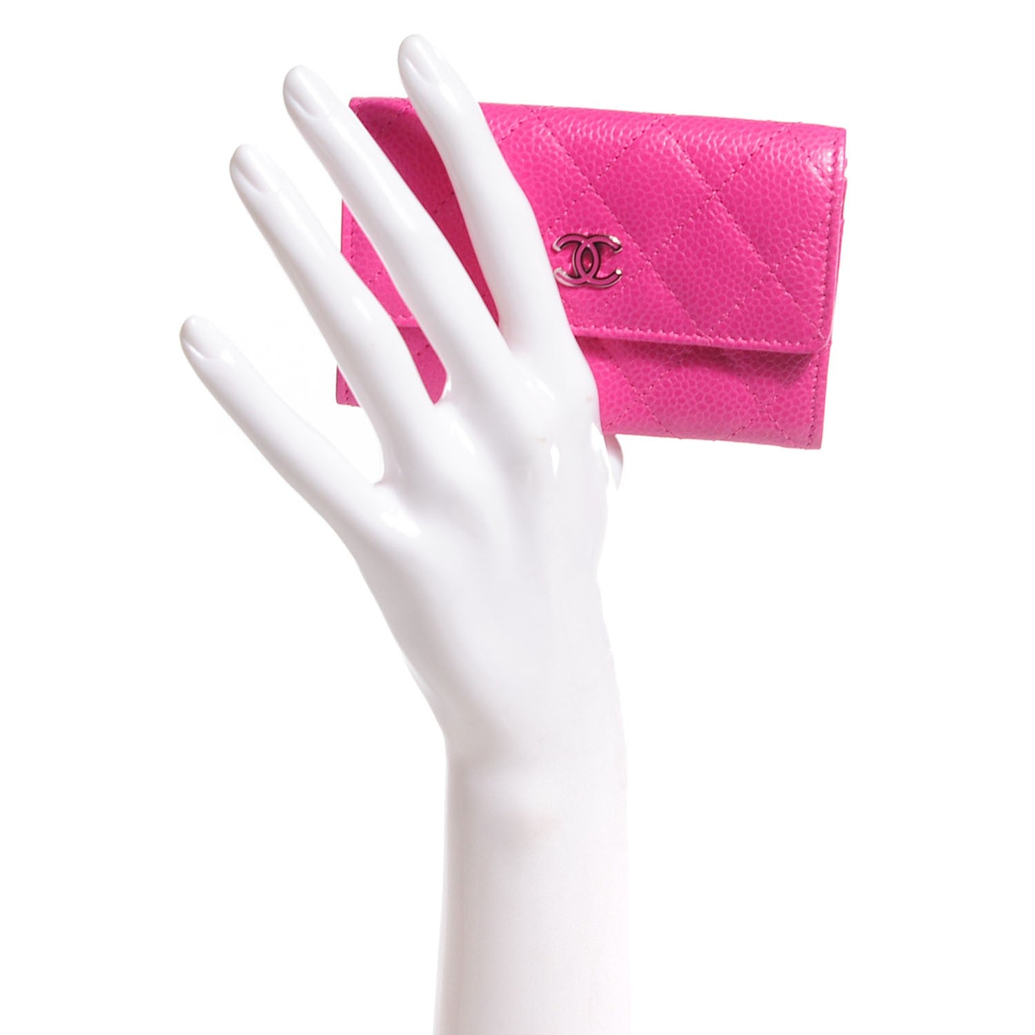 Chanel Caviar Quilted CC Card Holder Pink 2 of 9