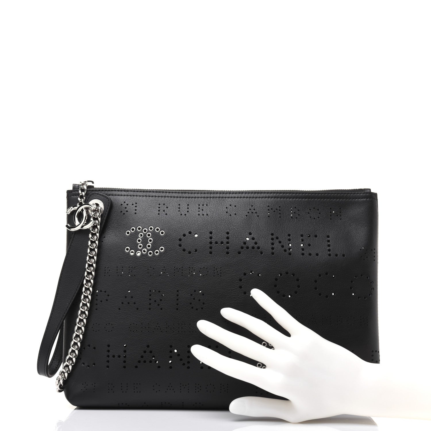 Chanel Calfskin Eyelets Clutch Black 2 of 10
