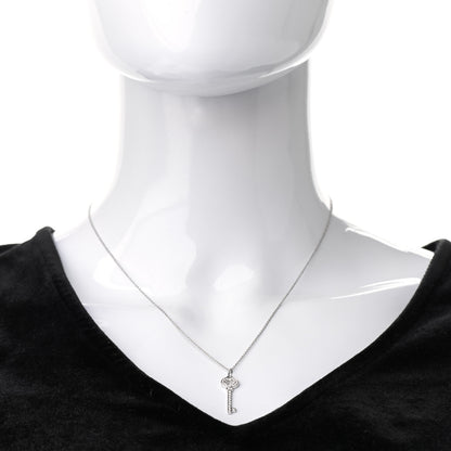 Tiffany Platinum Diamond Mini Vintage Oval Key Pendant Necklace 2 of 7