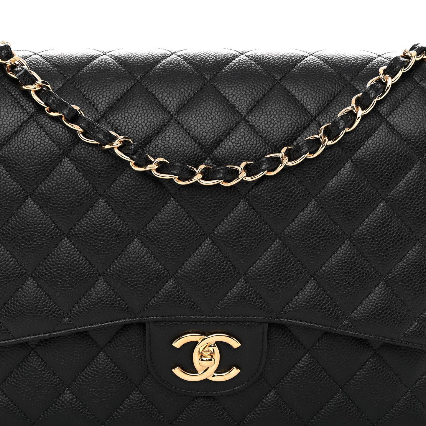 Caviar Quilted Maxi Double Flap Black