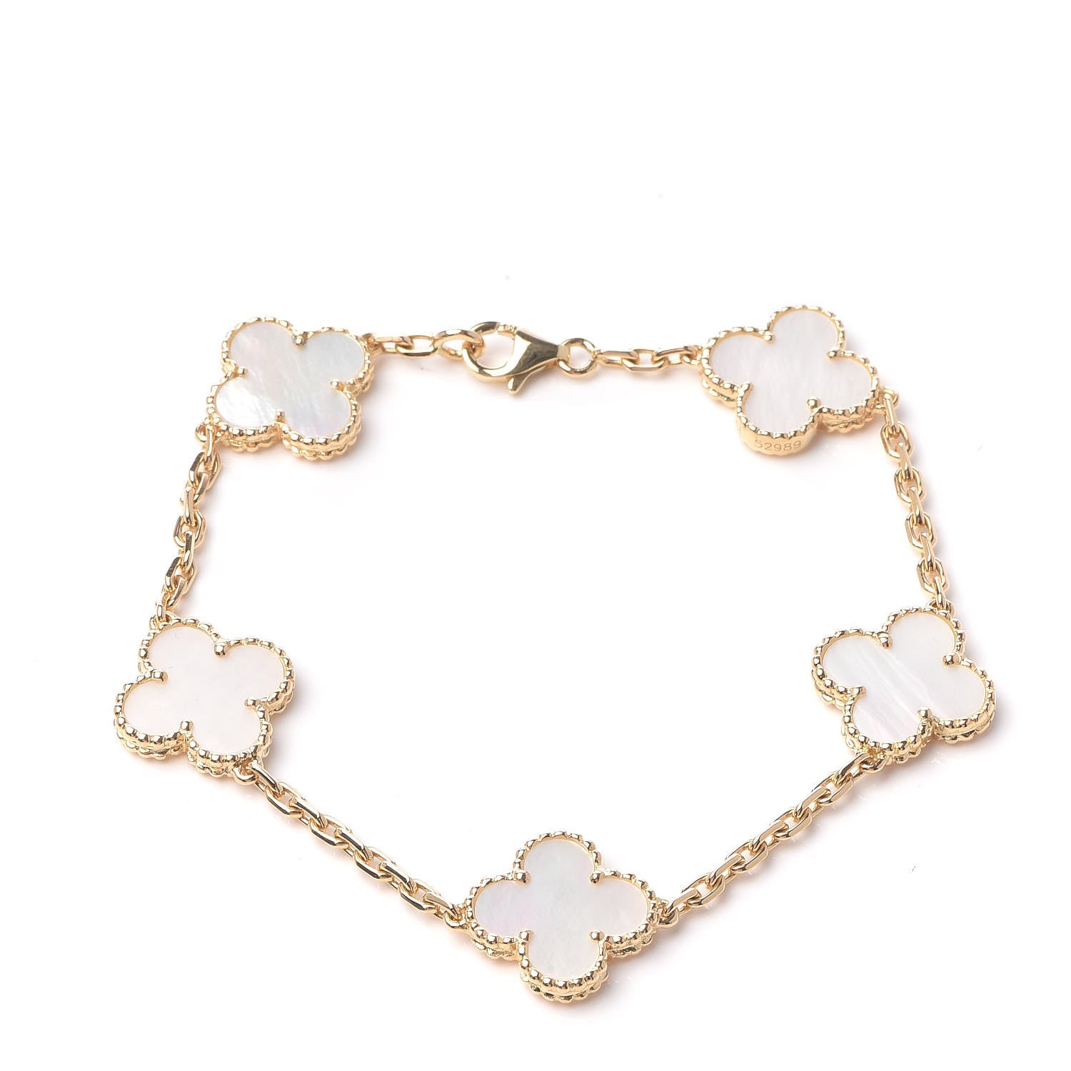 Van Cleef & Arpels 18K Yellow Gold Mother of Pearl 5 Motifs Vintage Alhambra Bracelet 1 of 5