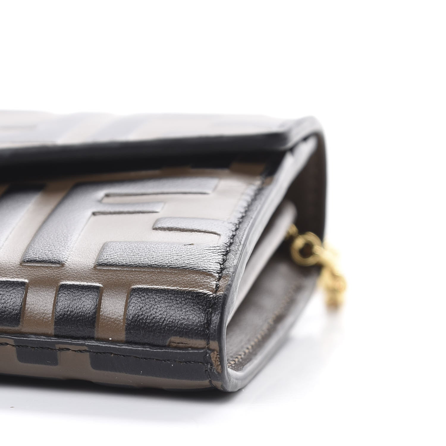 Fendi Vitello Soft F is Fendi Bi-Color FF 1974 Embossed Continental Envelope Wallet On Chain Maya Black 9 of 10