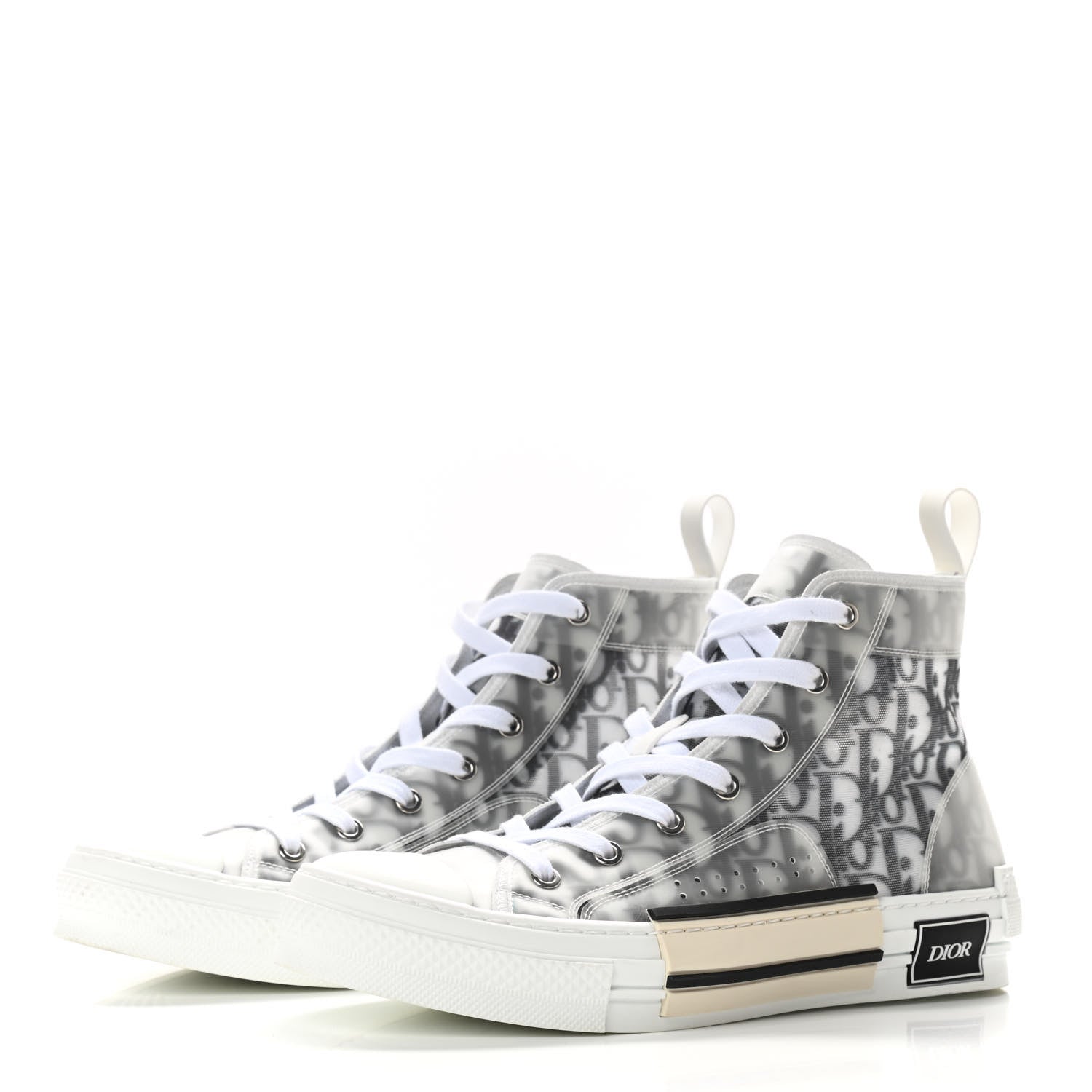 Christian Dior Technical Canvas Oblique Mens B23 High Top Sneakers 41 White Black 3 of 9