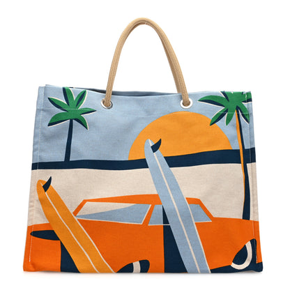 Hermes Canvas Apres la Vague Beach Bag Orange Bleu 1 of 10