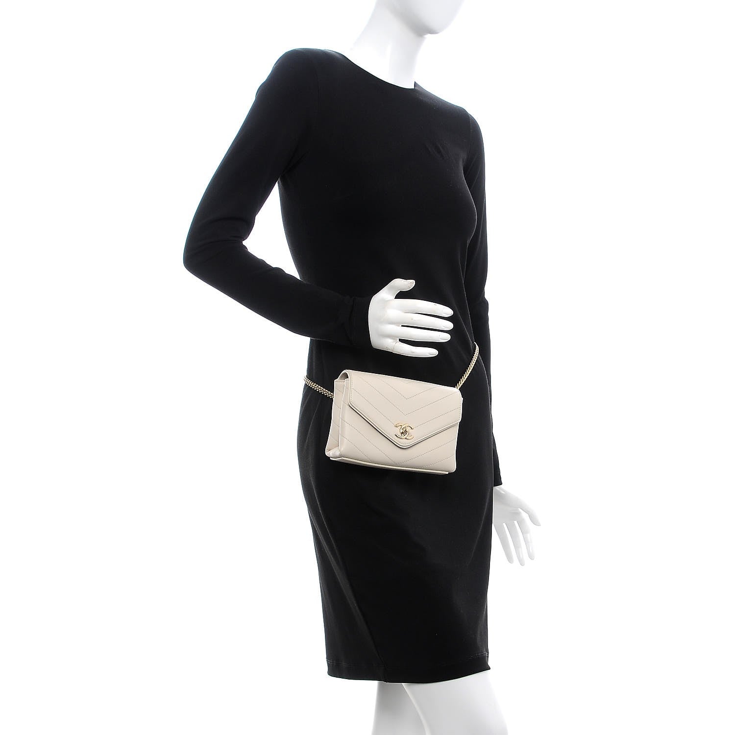 Chanel Calfskin Chevron Stitched Waist Bag Fanny Pack Ivory 2 of 7