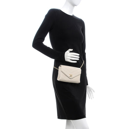 Chanel Calfskin Chevron Stitched Waist Bag Fanny Pack Ivory 2 of 7