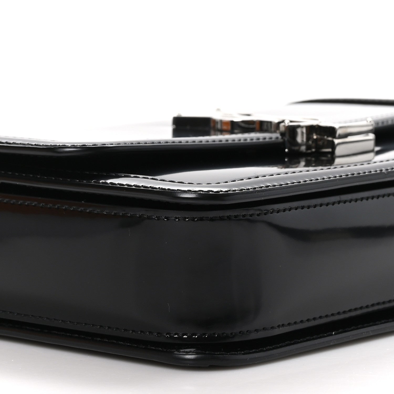 Saint Laurent Glazed Calfskin Monogram Medium Solferino Satchel Black 8 of 10
