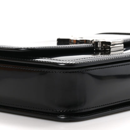 Saint Laurent Glazed Calfskin Monogram Medium Solferino Satchel Black 8 of 10