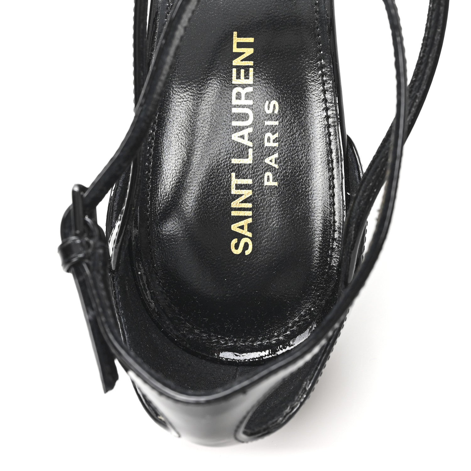 Saint Laurent Vernice Chiffon Cassandra 100 Ankle Strap Sandals 41 Black 9 of 10