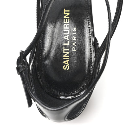 Saint Laurent Vernice Chiffon Cassandra 100 Ankle Strap Sandals 41 Black 9 of 10