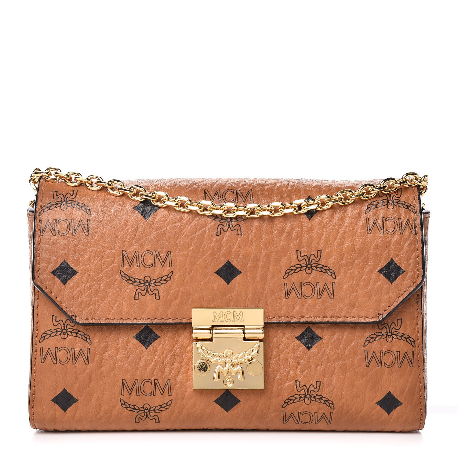 MCM Visetos Small Millie Crossbody Bag Cognac 1 of 9