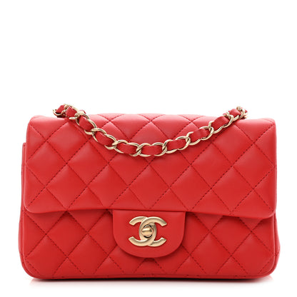 Chanel Lambskin Quilted Mini Rectangular Flap Red 1 of 11