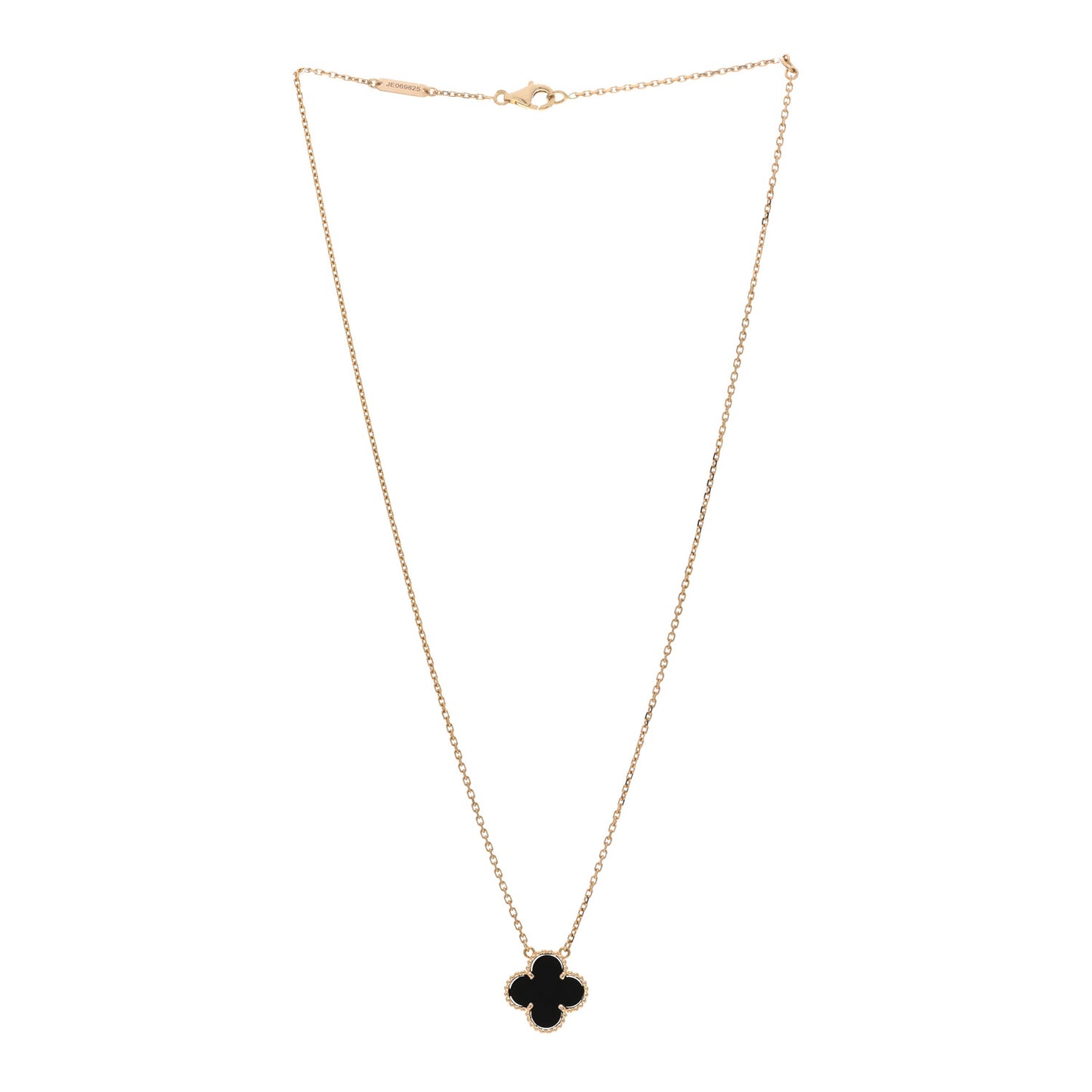 18K Yellow Gold Black Onyx Vintage Alhambra Pendant Necklace
