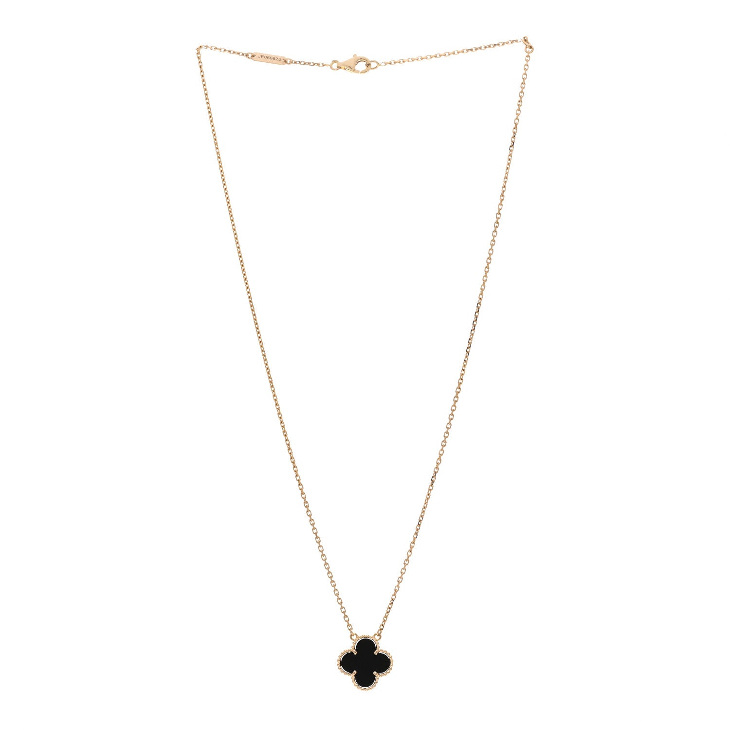 Van Cleef & Arpels 18K Yellow Gold Black Onyx Vintage Alhambra Pendant Necklace 3 of 5