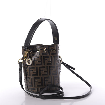 Fendi Vitello Liberty F is Fendi Bi-Color FF 1974 Embossed Mini Mon Tresor Bucket Bag Maya Black 3 of 9