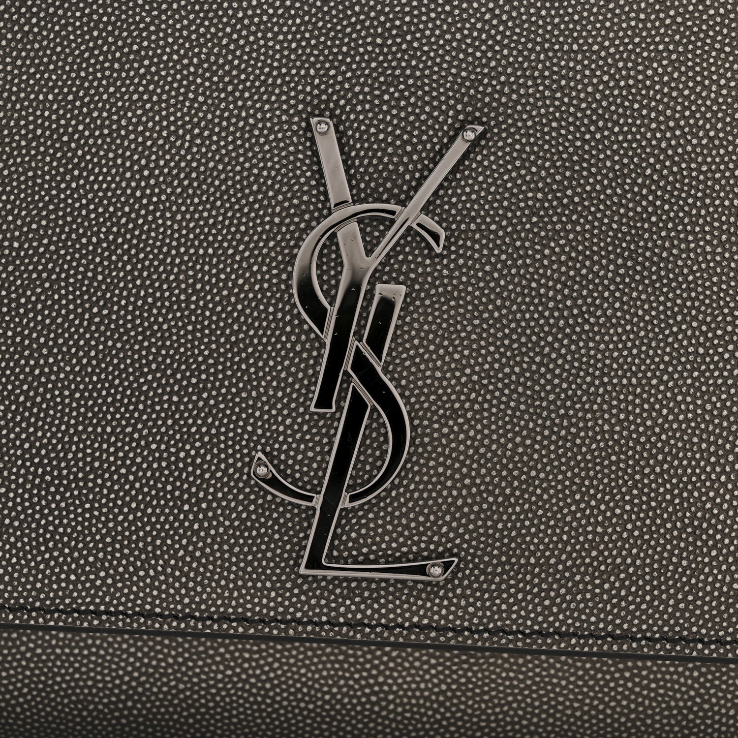 Saint Laurent Metallic Grain De Poudre Medium Classic Monogram Kate Satchel Dark Lead 12 of 13