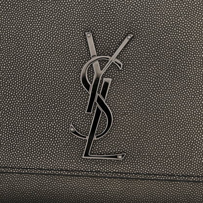 Saint Laurent Metallic Grain De Poudre Medium Classic Monogram Kate Satchel Dark Lead 12 of 13